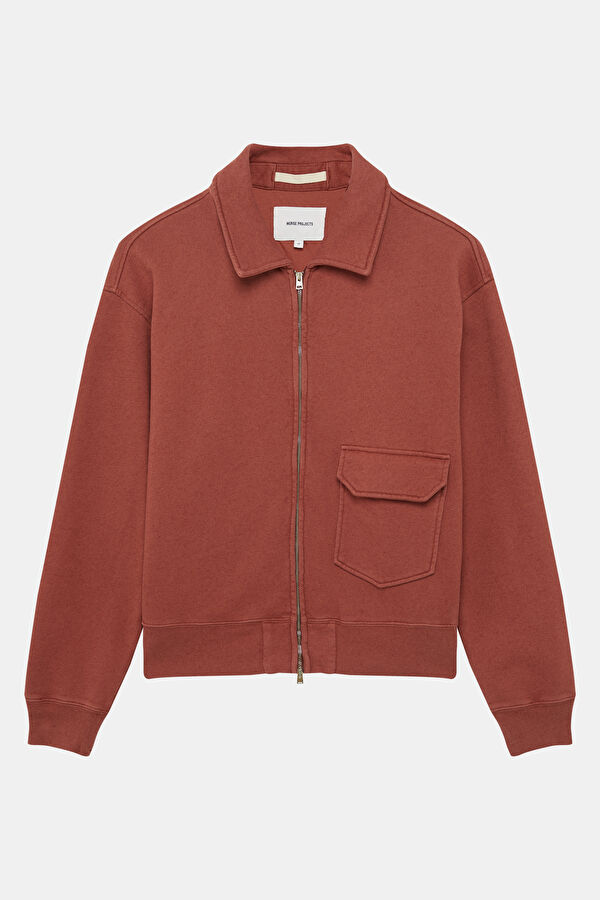 Light Red Zippered Cotton/Linen Men's Jacket