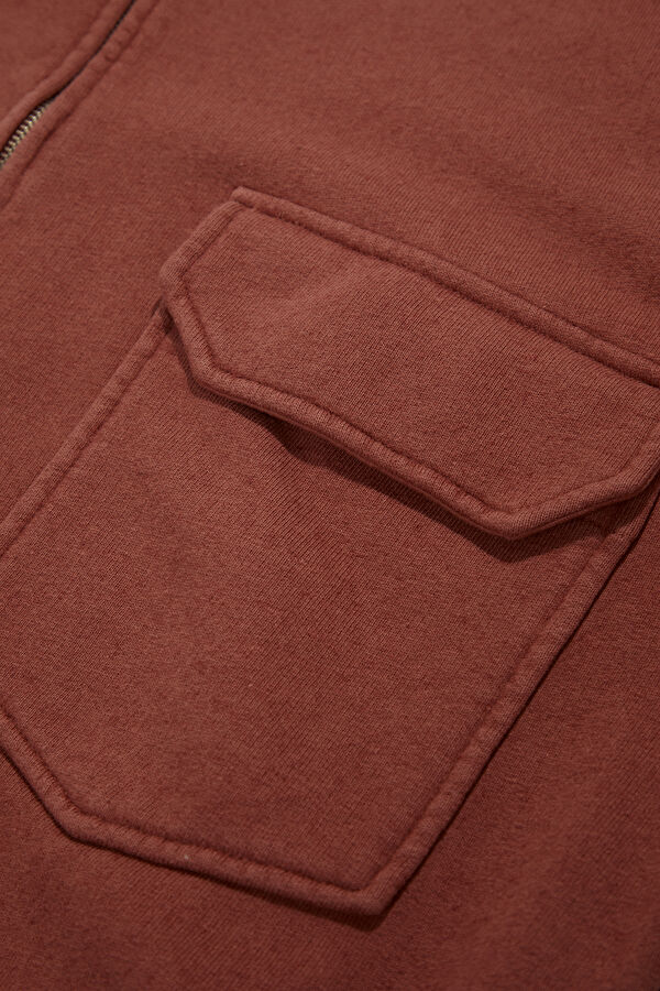 Light Red Zippered Cotton/Linen Men's Jacket 4