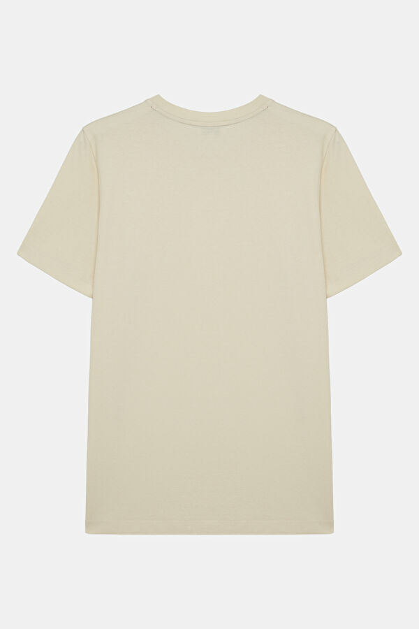 Relax Fit Ecru Crew Neck Men's T-Shirt 2