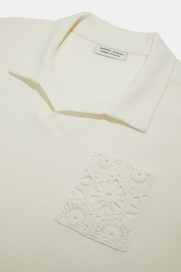 Relax Fit Cream Polo Collar Men's T-Shirt 3