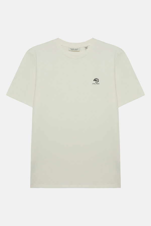 Relax Fit White Crew Neck Printed Men's T-Shirt