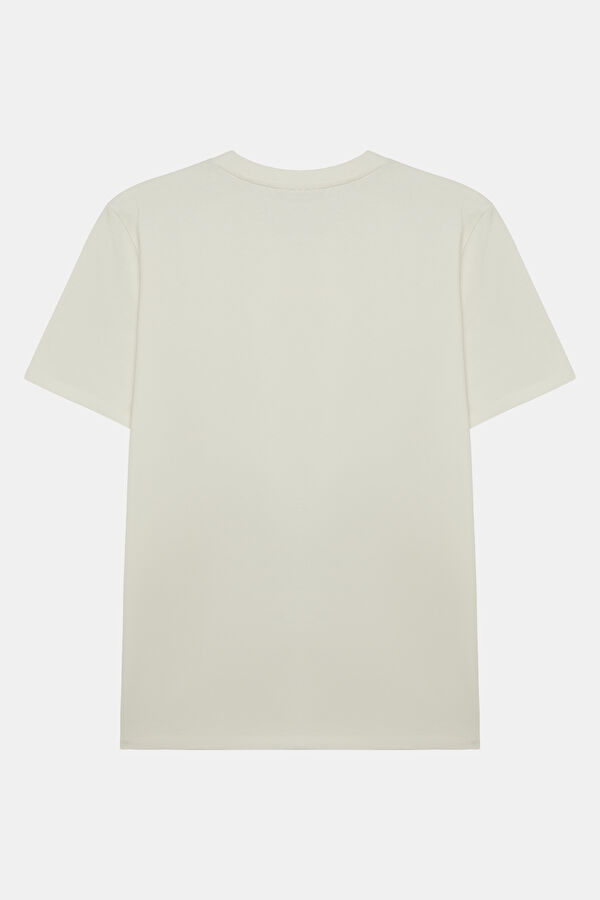 Relax Fit White Crew Neck Printed Men's T-Shirt 2