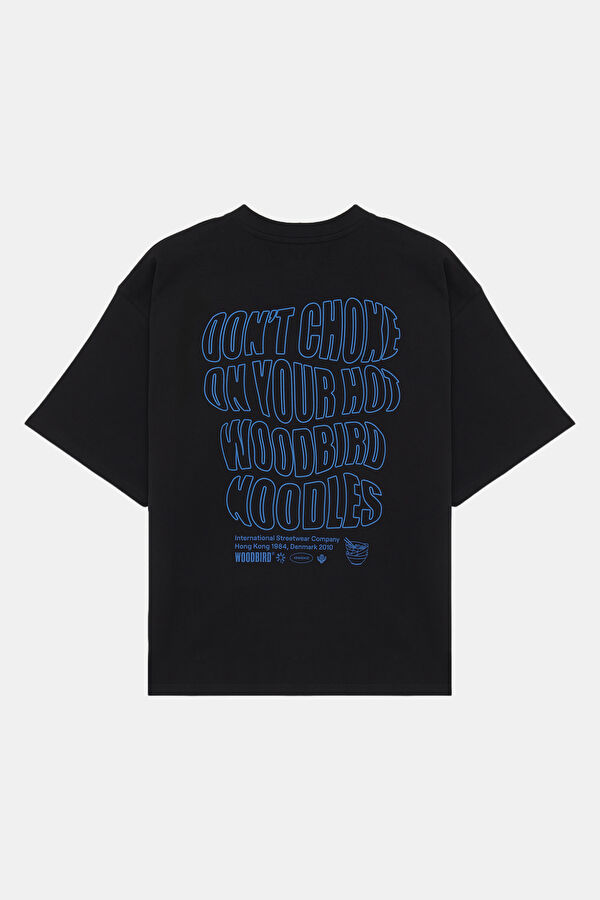 Relax Kalıp Siyah Bisiklet Yaka Baskılı Erkek T-Shirt 2