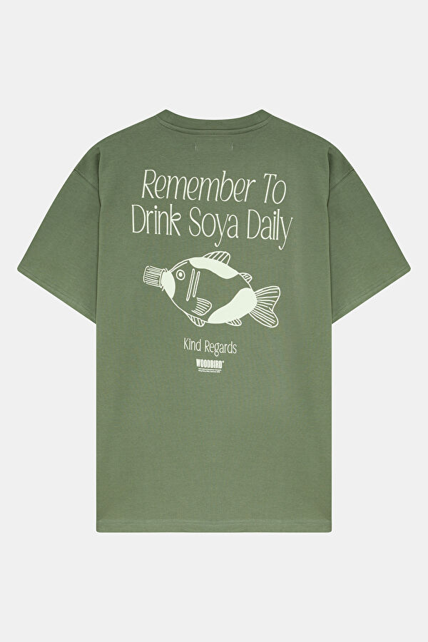 Relax Fit Khaki Crew Neck Printed T-Shirt 2