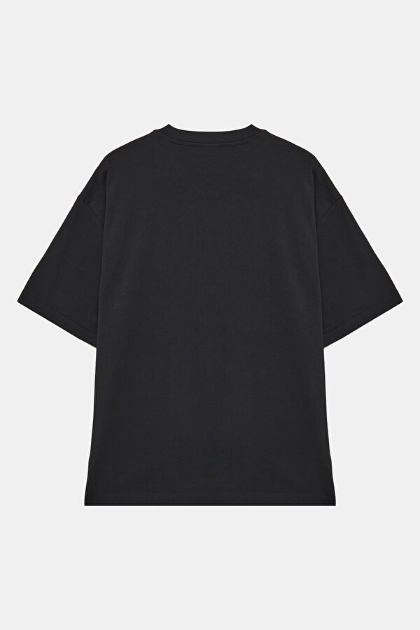 Relax Fit Black Crew Neck Printed Men's T-Shirt 2