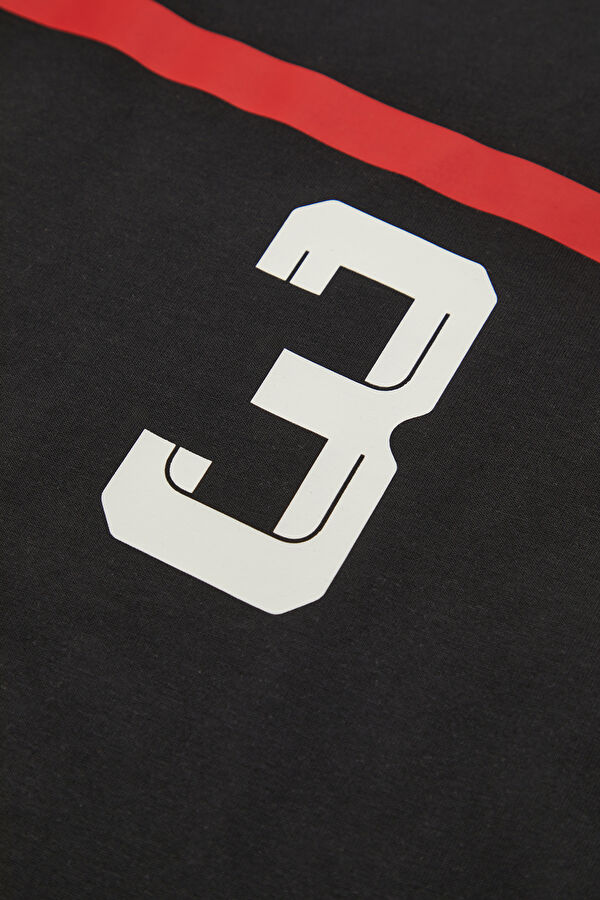 Relax Fit Black Crew Neck Printed Men's T-Shirt 4