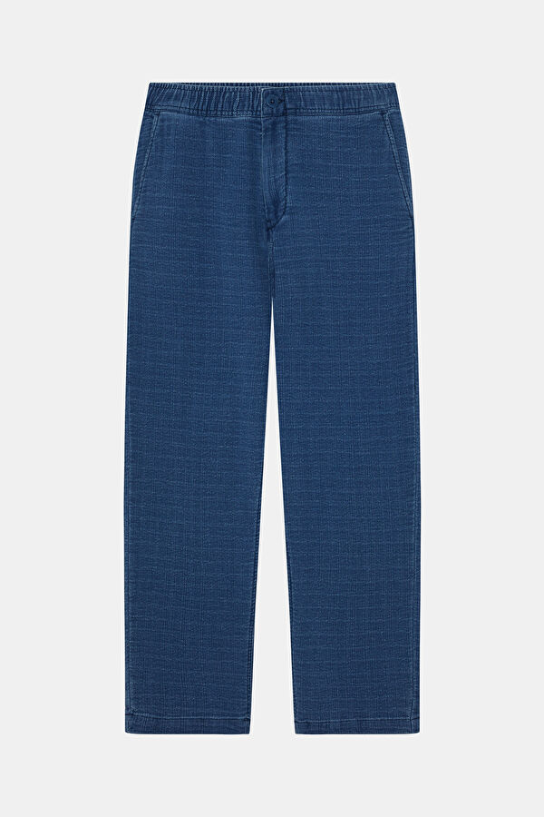 Relax Fit Blue Straight Leg Men's Trousers