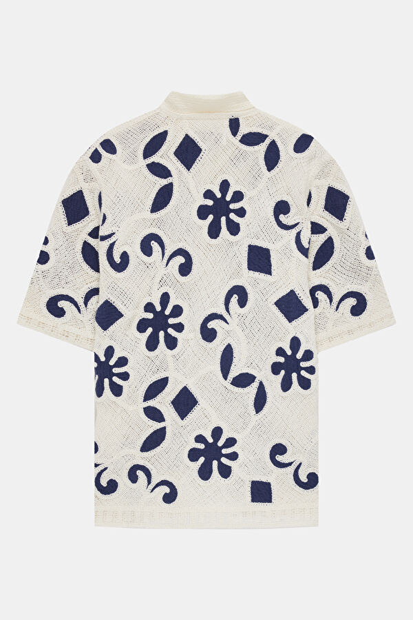Relax Fit Ecru Patterned Men's Shirt 2