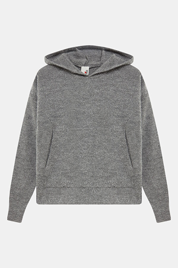 Gri Kapuşonlu Kadın Sweatshirt