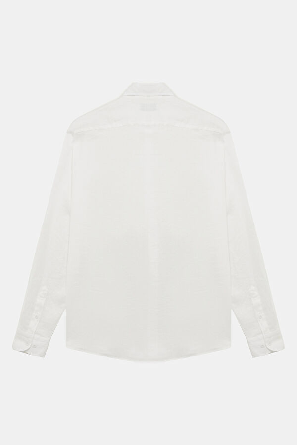White Regular Linen Men's Shirt 2