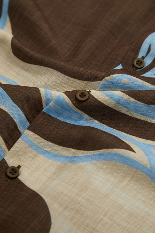 Blue Patterned Resort Collar Men's Shirt 4