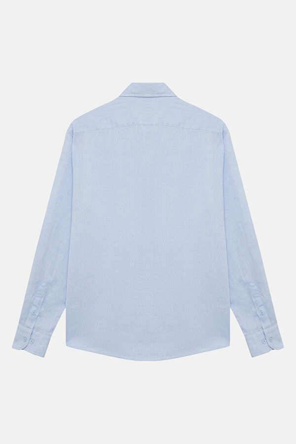 Blue Regular Linen Men's Shirt 2