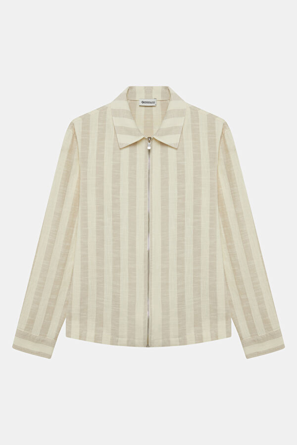 Ecru Zip-Up Men's Jacket