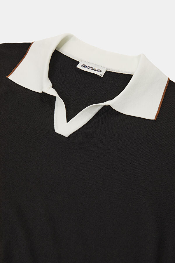 Black Polo Collar Men's T-Shirt 3