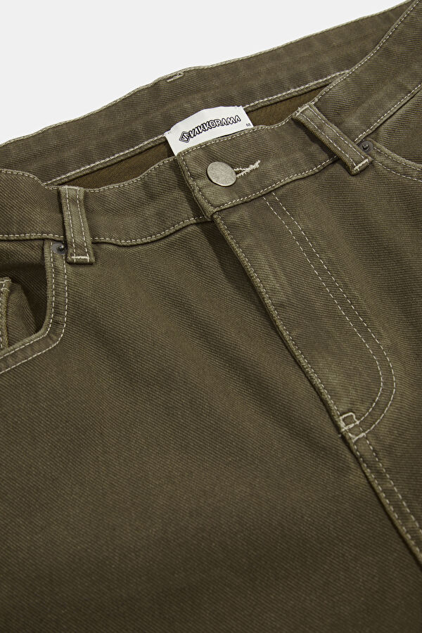 Khaki Wide Leg Trousers 5