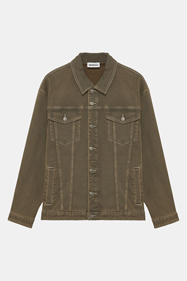 Khaki Button-Down Men's Jacket