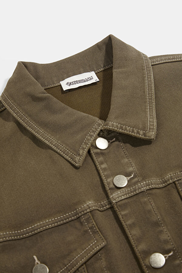 Khaki Button-Down Men's Jacket 3