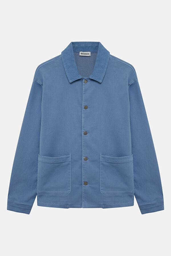 Blue Buttoned Men's Jacket
