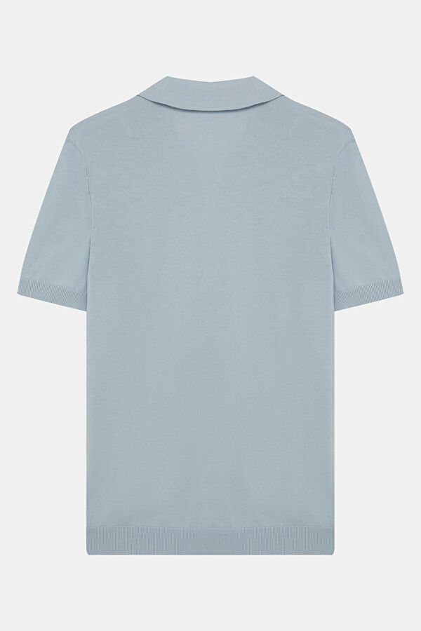 Blue Polo Collar Embroidered Men's T-Shirt 2