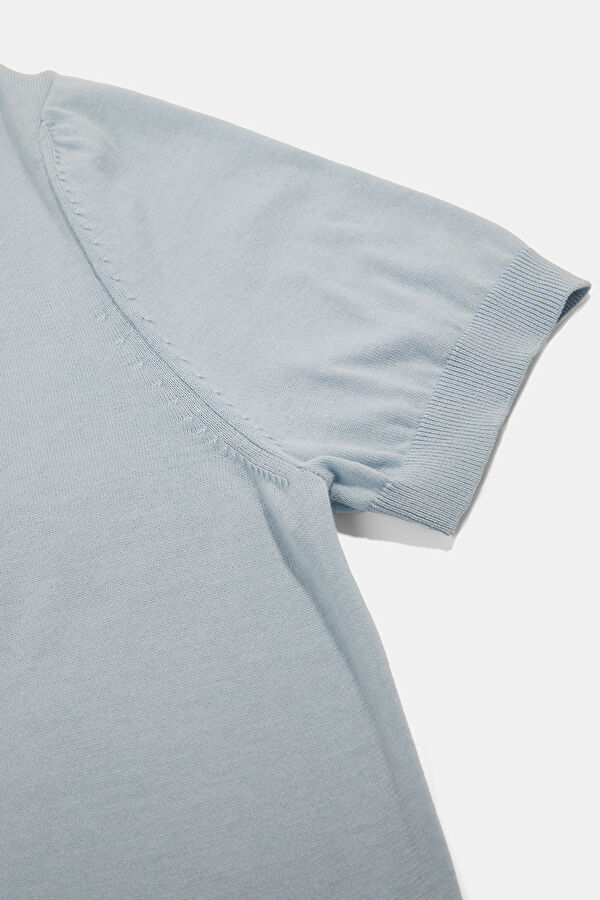 Blue Polo Collar Embroidered Men's T-Shirt 4