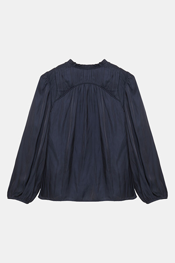 Navy Long-Sleeved Women's Blouse 2