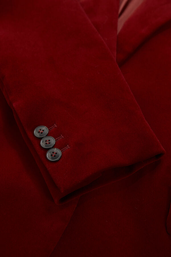 Red Buttoned Women's Jacket 4