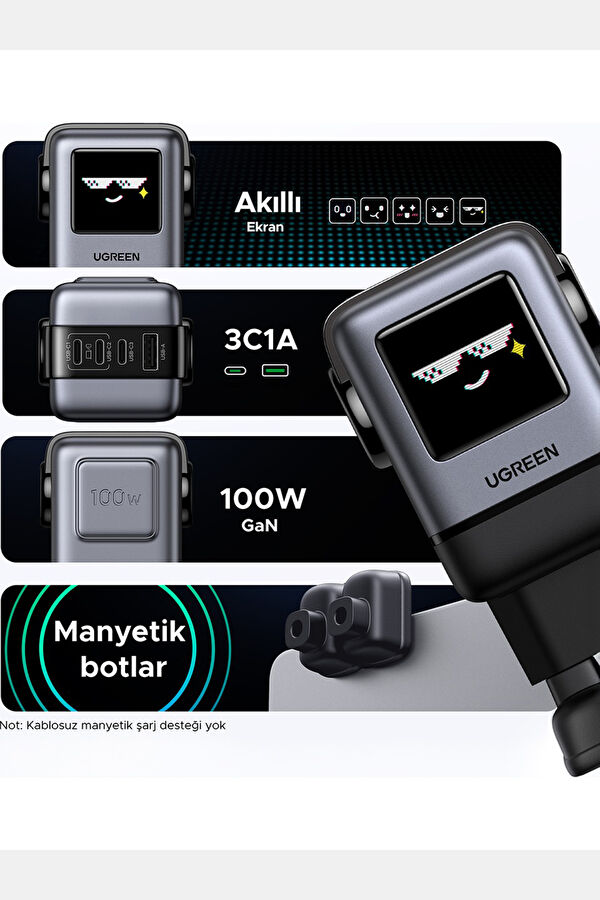 Nexode Uno 100W Robot Gan Hızlı Şarj Cihazı 3xUSB-C, 1USB-A 6