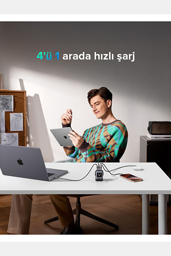 Nexode Uno 100W Robot Gan Hızlı Şarj Cihazı 3xUSB-C, 1USB-A 8