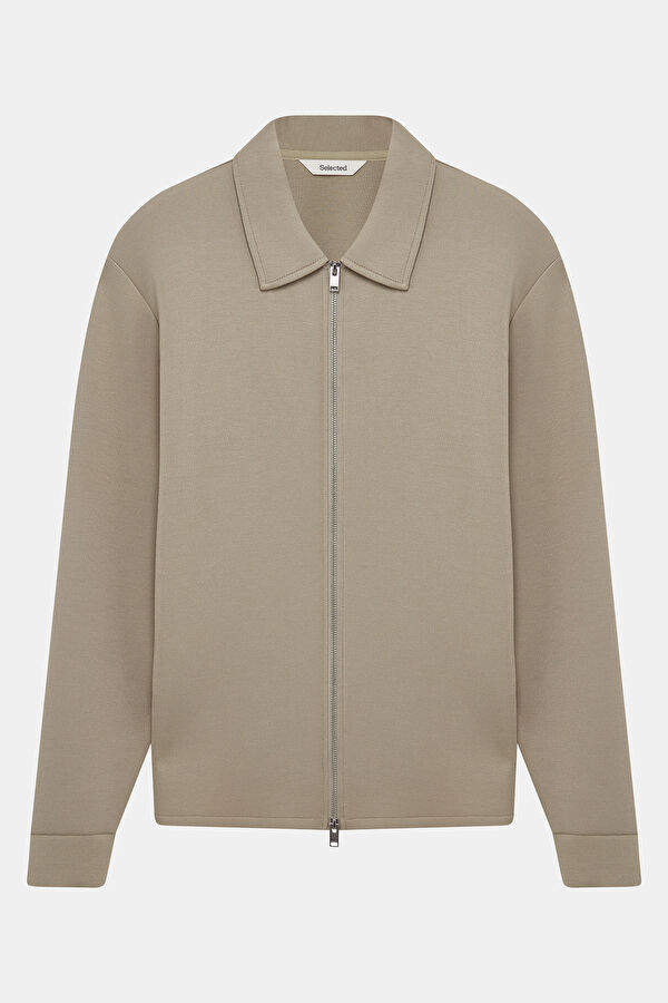 Beige Zip-Up Men's Jacket