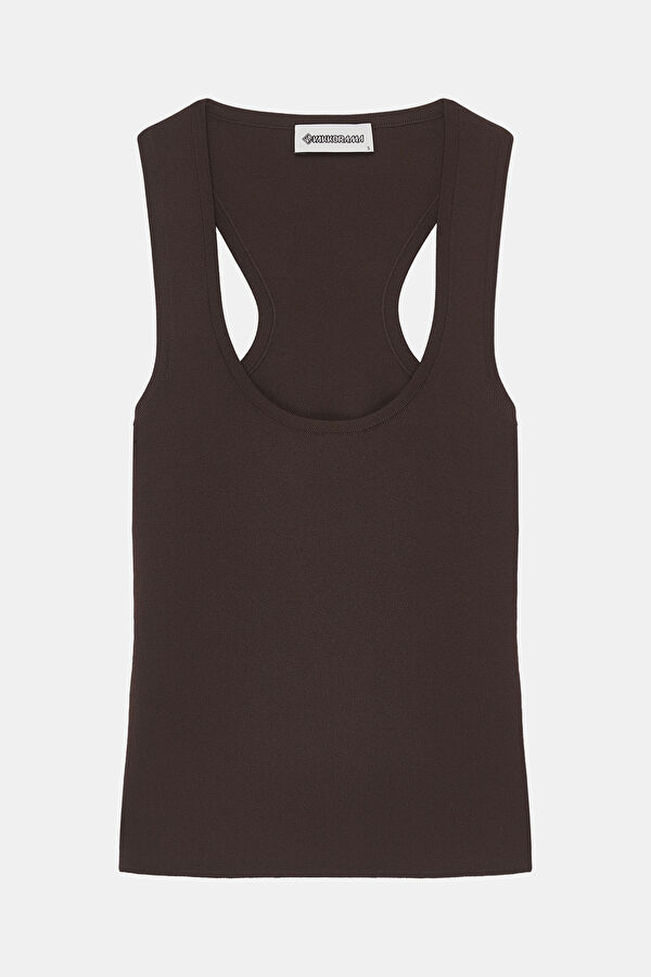 Women's Sleeveless Blouse in Coffee Brown 4