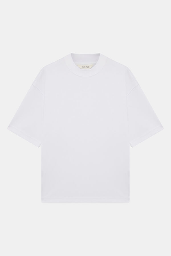 Relax Kalıp Beyaz Bisiklet Yaka Erkek T-Shirt