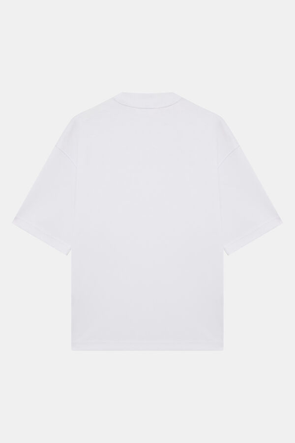 Relax Kalıp Beyaz Bisiklet Yaka Erkek T-Shirt 2