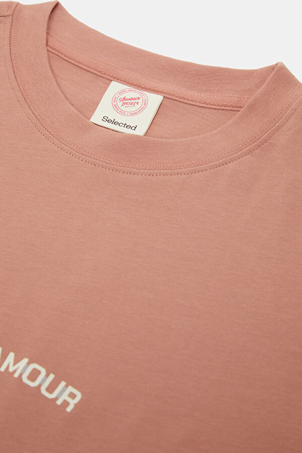 X Hotel Amour Relax Fit Pink Crew Neck Printed Men's T-Shirt 6