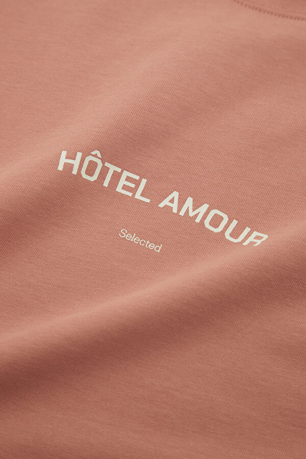 X Hotel Amour Relax Kalıp Pembe Bisiklet Yaka Baskılı Erkek T-Shirt 7