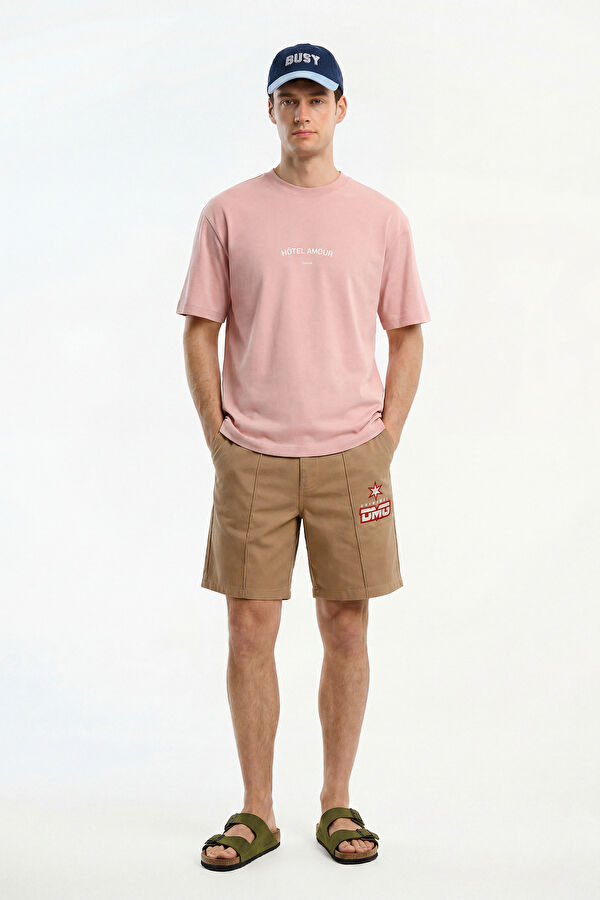X Hotel Amour Relax Fit Pink Crew Neck Printed Men's T-Shirt 3
