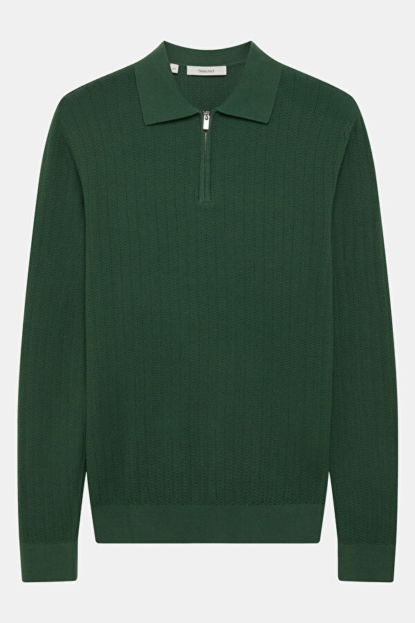Dark Green Organic Cotton Knit Men's Sweater