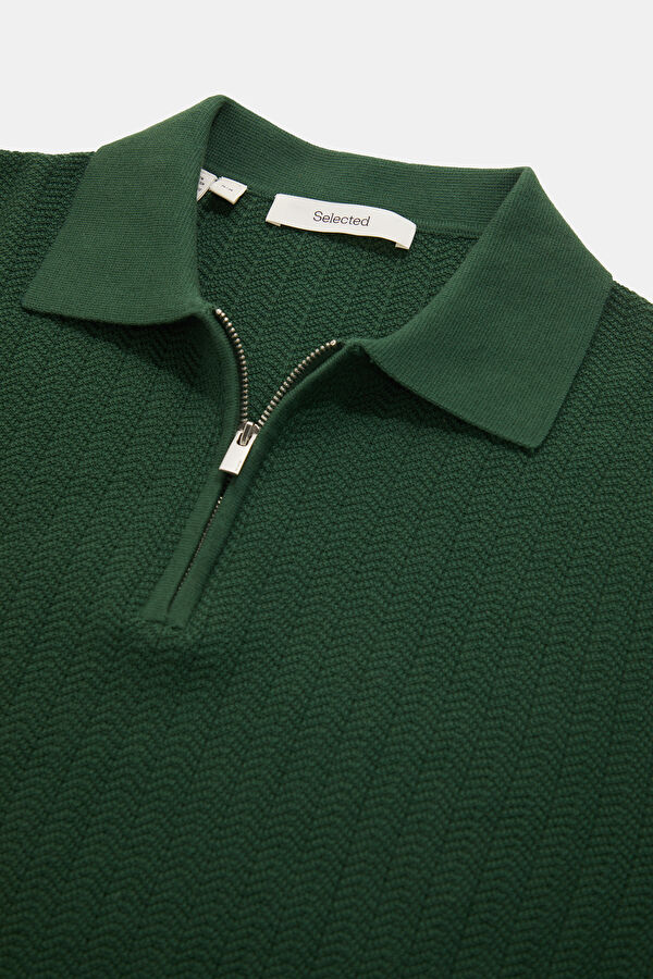 Dark Green Organic Cotton Knit Men's Sweater 3