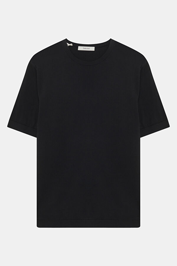 Siyah Bisiklet Yaka Erkek T-Shirt