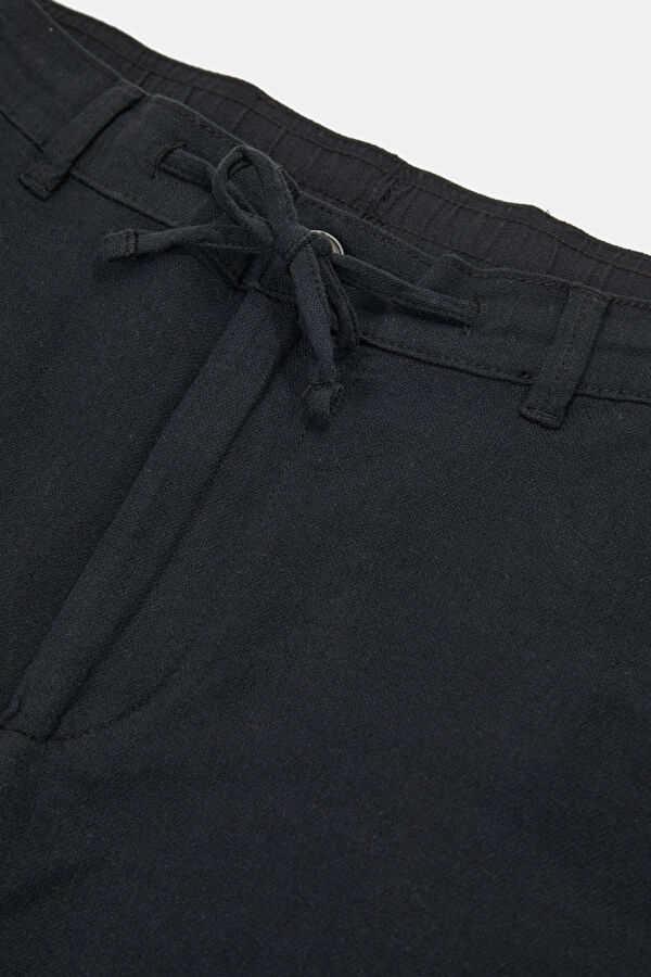Black Cotton/Linen Men's Shorts 3