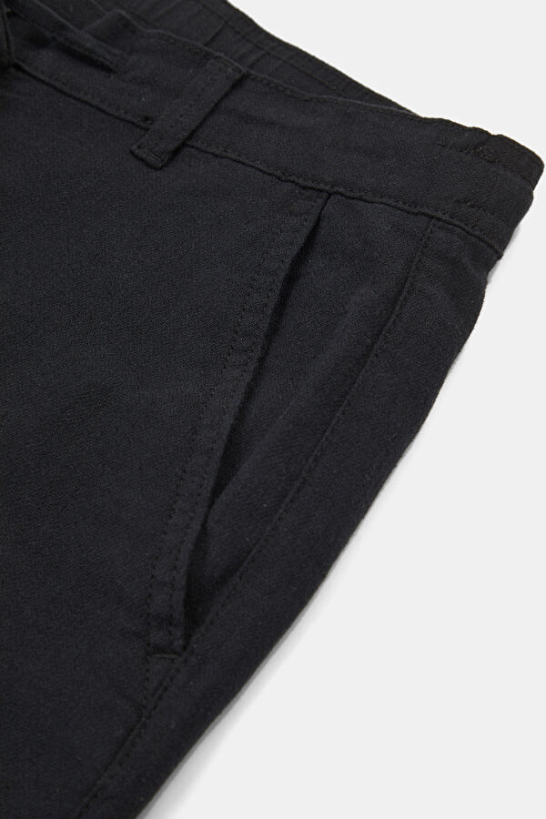 Black Cotton/Linen Men's Shorts 4