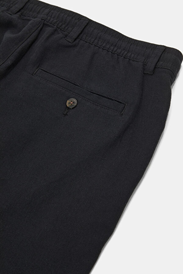 Black Cotton/Linen Men's Shorts 5
