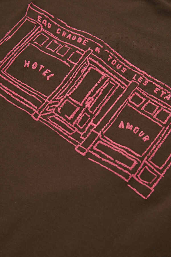 X Hotel Amour Relax Fit Brown Crew Neck Printed Men's T-Shirt 4