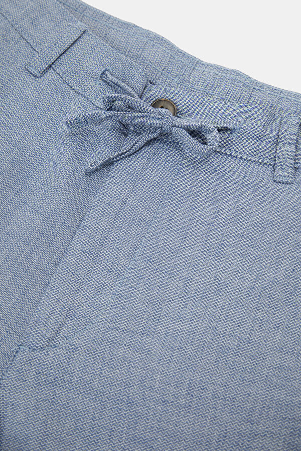 Light Blue Cotton/Linen Men's Shorts 3