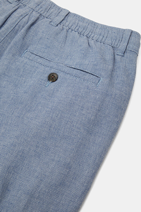 Light Blue Cotton/Linen Men's Shorts 5