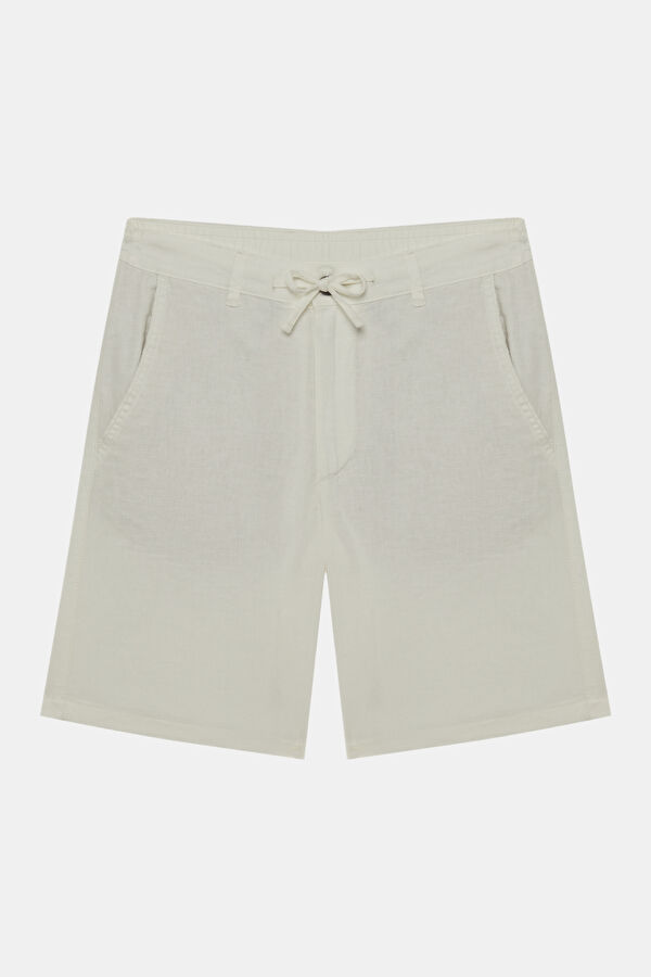 White Cotton/Linen Men's Shorts