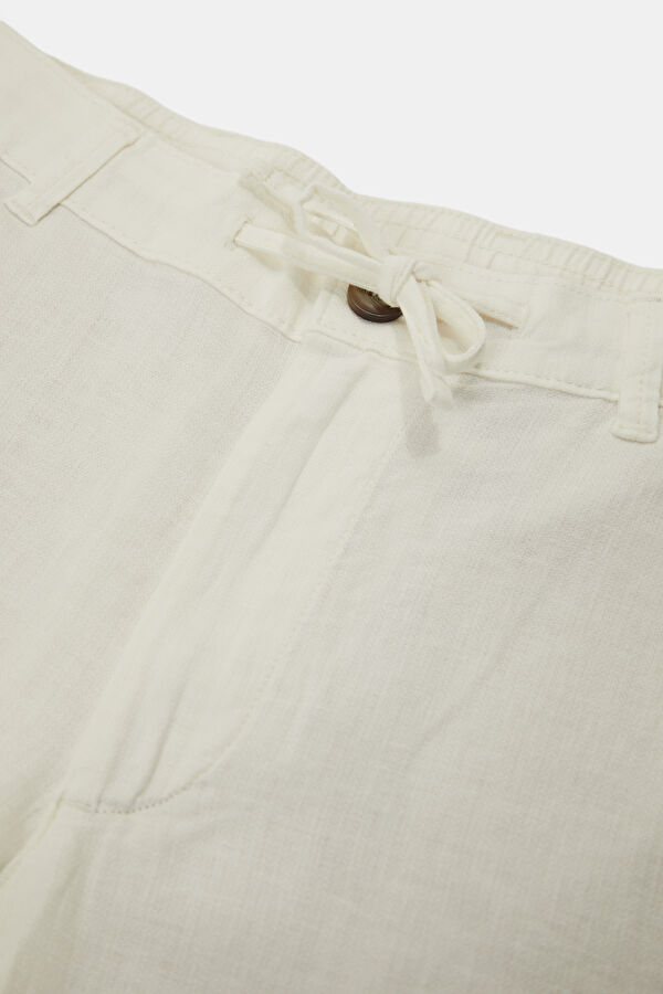 White Cotton/Linen Men's Shorts 3
