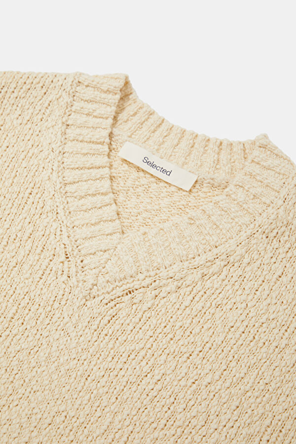 Cream Organic Cotton Knit Men's Sweater 6