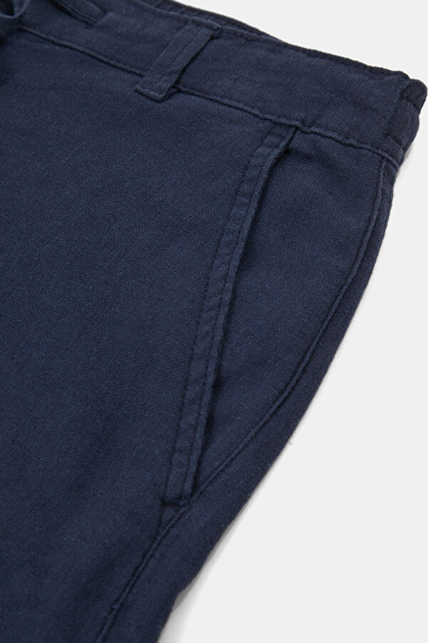 Navy Cotton/Linen Men's Shorts 4
