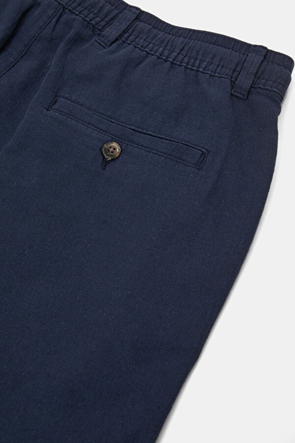 Navy Cotton/Linen Men's Shorts 5