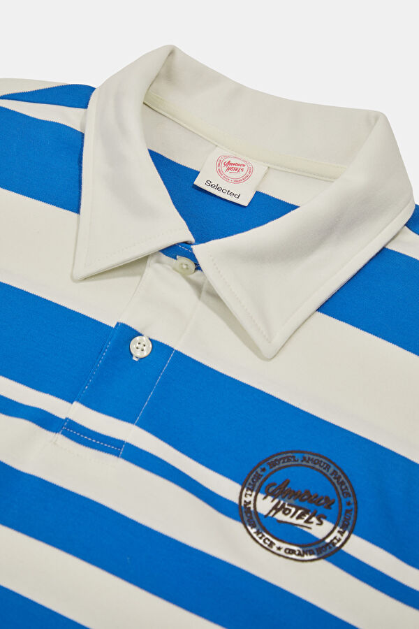 X Hotel Amour Mavi Relax Kalıp Polo Yaka Erkek Sweatshirt 6
